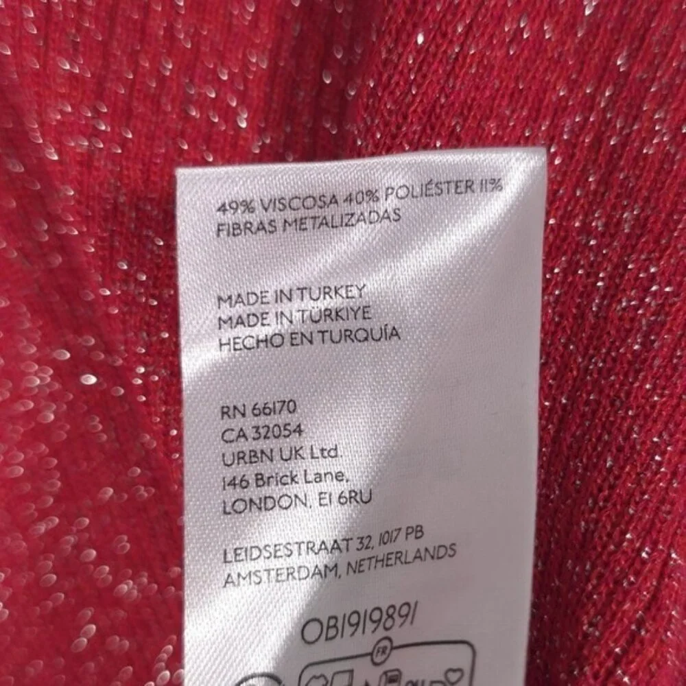 Maeve Anthropologie V-Neck Lurex Polo Sweater MEDIUM Shiny Metallic‎ Long Sleeve